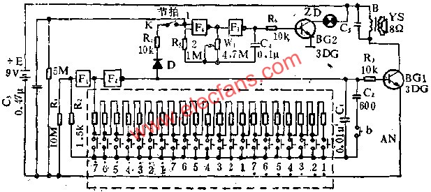 与非门组成小型电子琴线路电路图消费电子电路图讲解