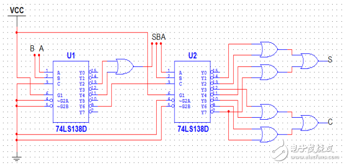 用74ls138设计全加器数字电路图