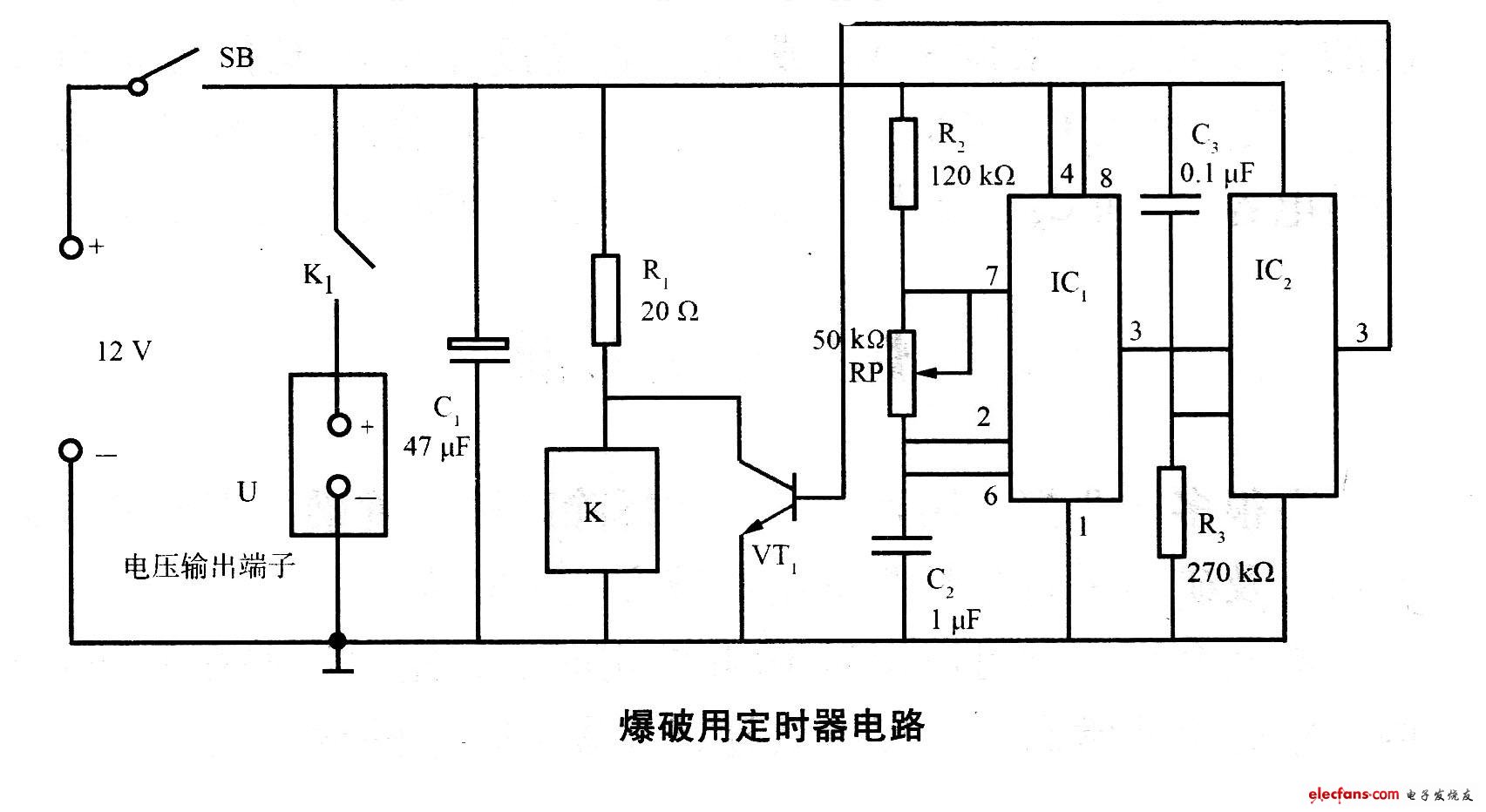 爆破用定时器电路定时器电路图讲解